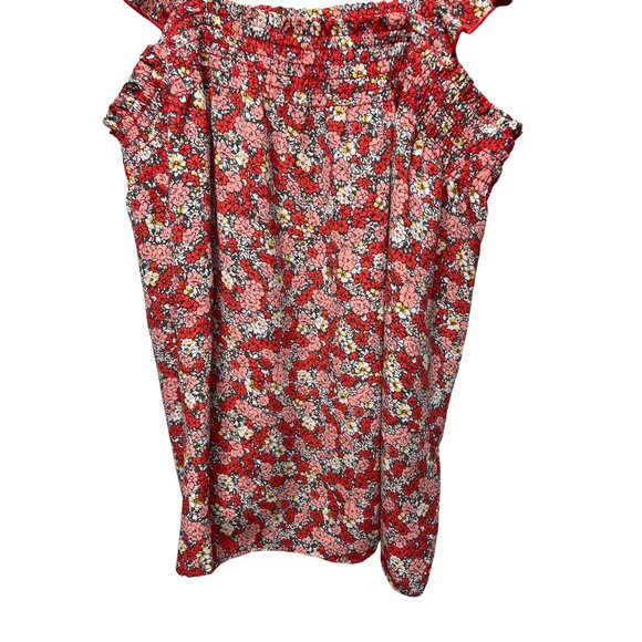 Loft Top Womens Size Medium Shirt Sleeveless Tank Blouse Floral Boho Orange Pink - Picture 3 of 11